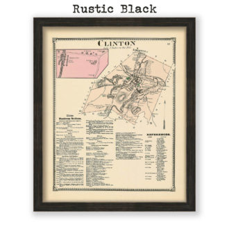 Clinton, Massachusetts Antique Map Reproduction