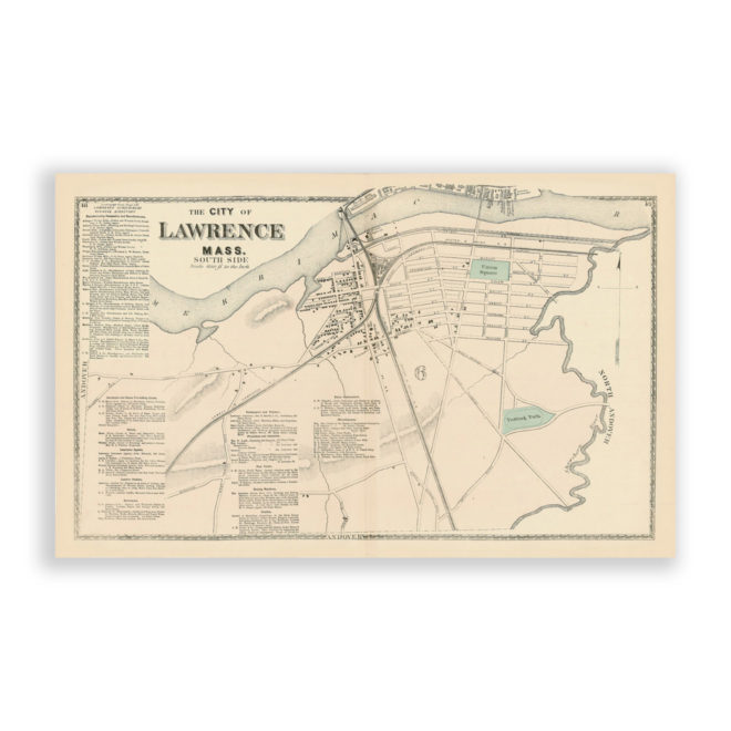 Lawrence - South Side, Massachusetts Antique Map Reproduction