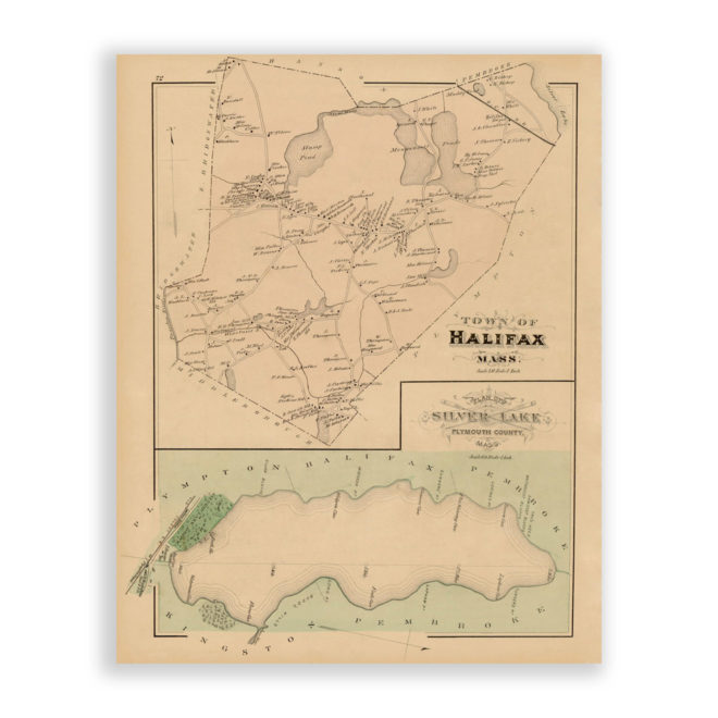 Halifax, Massachusetts Antique Map Reproduction