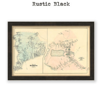 Falmouth Town and Village, Massachusetts Antique Map Reproduction