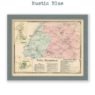 Dana & Petersham, Massachusetts Antique Map Reproduction