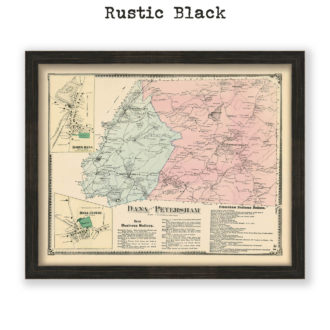 Dana & Petersham, Massachusetts Antique Map Reproduction