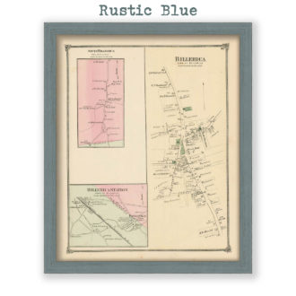 Billerica Village, South Billerica, Billerica Station, Massachusetts Antique Map Reproduction