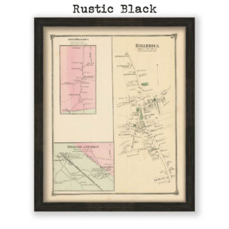 Billerica Village, South Billerica, Billerica Station, Massachusetts Antique Map Reproduction