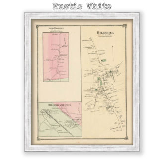 Billerica Village, South Billerica, Billerica Station, Massachusetts Antique Map Reproduction