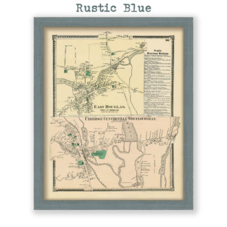 East Douglas & Uxbridge Villages, Massachusetts Antique Map Reproduction