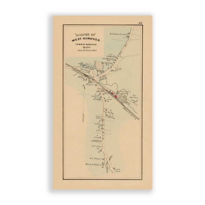 West Hanover, Massachusetts Antique Map Reproduction