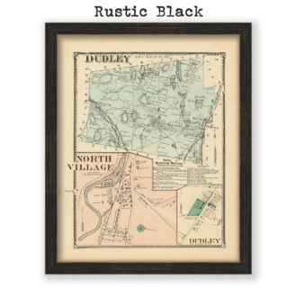 Dudley, Massachusetts Antique Map Reproduction