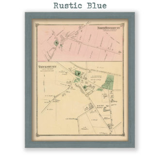 Tewksbury Village and North Tewksbury, Massachusetts Antique Map Reproduction