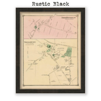 Tewksbury Village and North Tewksbury, Massachusetts Antique Map Reproduction