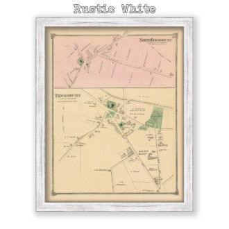 Tewksbury Village and North Tewksbury, Massachusetts Antique Map Reproduction