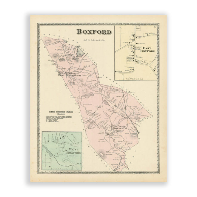 Boxford, Massachusetts Antique Map Reproduction