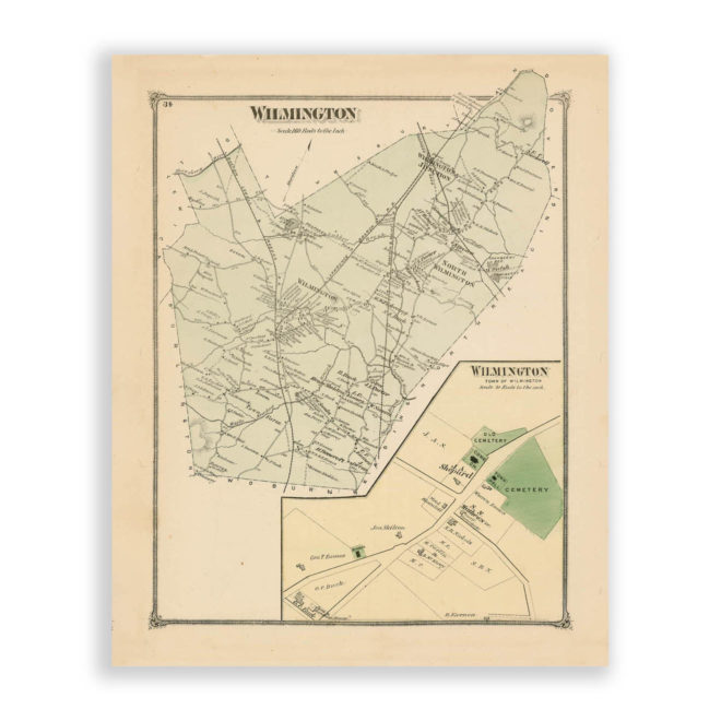 Wilmington, Massachusetts Antique Map Reproduction