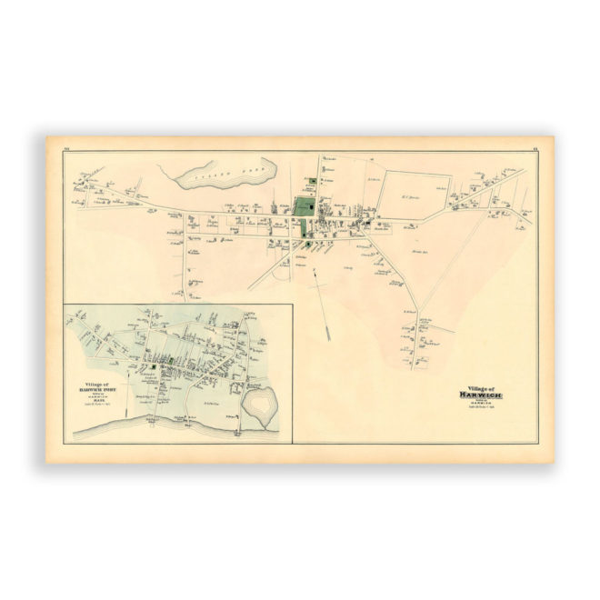 Harwich and Harwichport Villages, Massachusetts Antique Map Reproduction