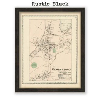 Georgetown Village, Massachusetts Antique Map Reproduction