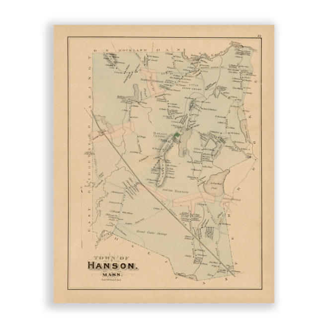 Hanson, Massachusetts Antique Map Reproduction