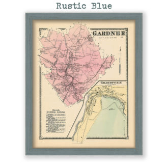 Gardner, Massachusetts Antique Map Reproduction