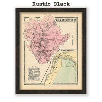 Gardner, Massachusetts Antique Map Reproduction