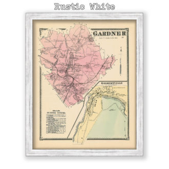 Gardner, Massachusetts Antique Map Reproduction