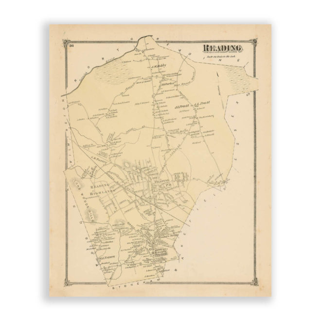 Reading, Massachusetts Antique Map Reproduction