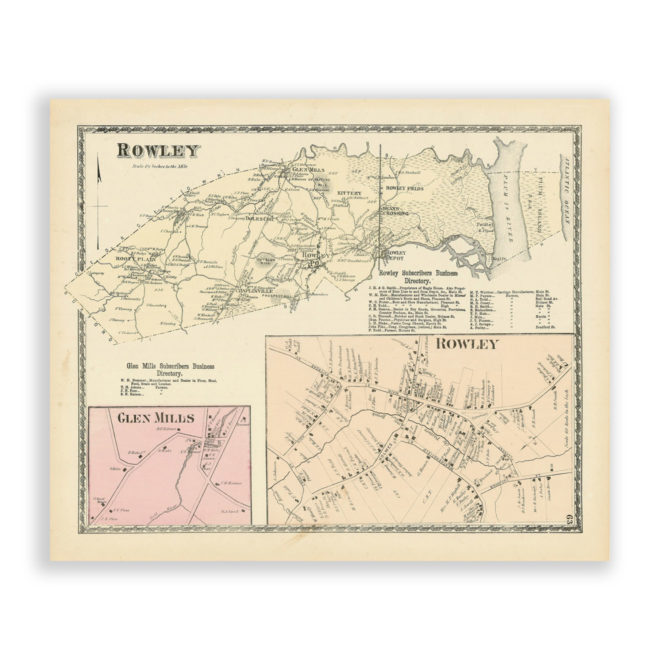 Rowley, Massachusetts Antique Map Reproduction