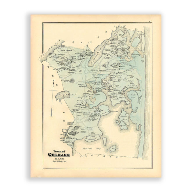 Town of Orleans, Massachusetts Antique Map Reproduction