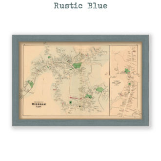 Hingham Village and Soth Hingham, Massachusetts Antique Map Reproduction