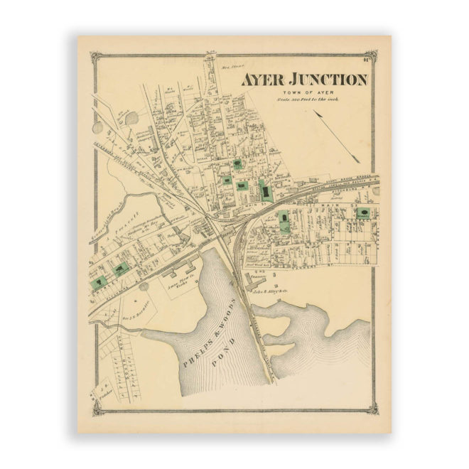 Ayer Junction Village, Massachusetts Antique Map Reproduction