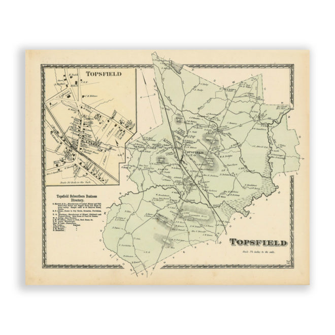 Topsfield, Massachusetts Antique Map Reproduction