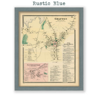 Grafton Village, Massachusetts Antique Map Reproduction