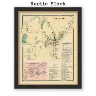 Grafton Village, Massachusetts Antique Map Reproduction