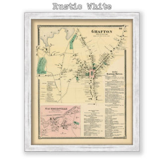 Grafton Village, Massachusetts Antique Map Reproduction