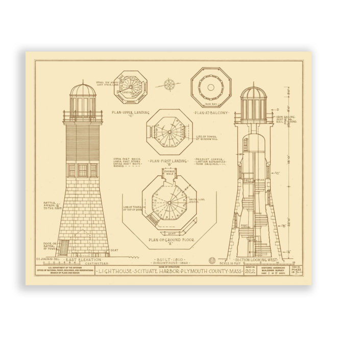 Scituate Lighthouse, Massachusetts Drawing and Plans Reproduction