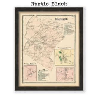 Harvard, Massachusetts Antique Map Reproduction