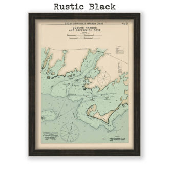 Greenwich and Coscob Harbors, Connecticut Antique Nautical Chart Reproduction