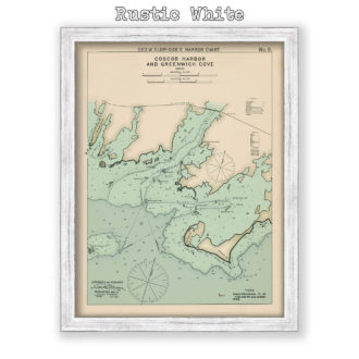 Greenwich and Coscob Harbors, Connecticut Antique Nautical Chart Reproduction