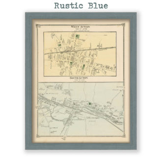 West Acton and South Acton Villages, Massachusetts Antique Map Reproduction