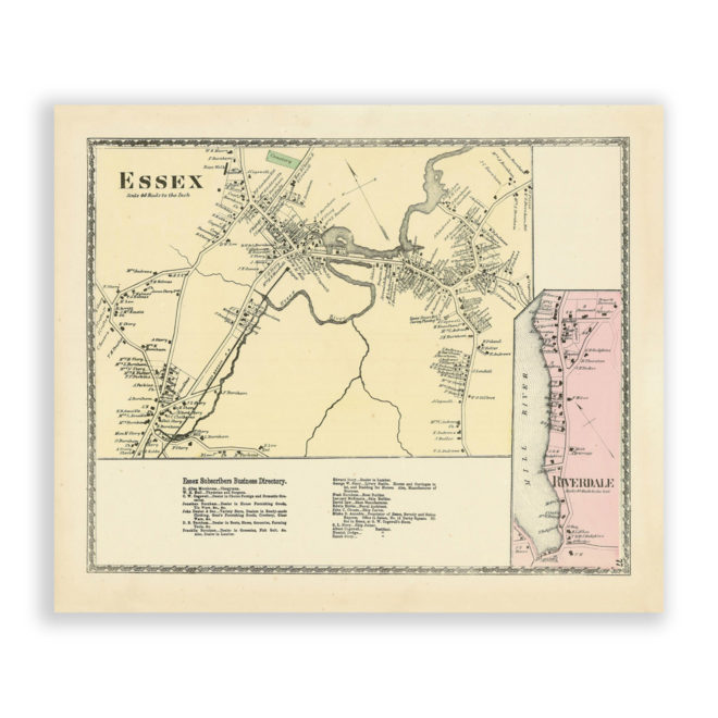 Essex Village, Massachusetts Antique Map Reproduction