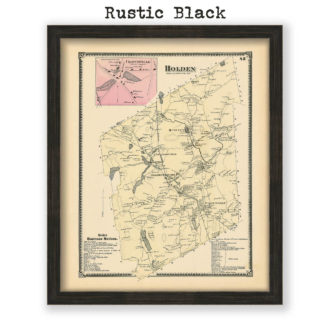 Holden, Massachusetts Antique Map Reproduction