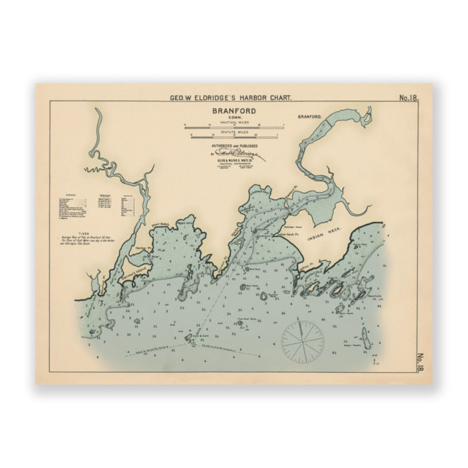 Branford, Connecticut Antique Nautical Chart Reproduction