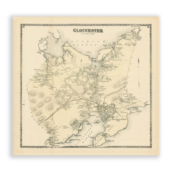 Gloucester, Massachusetts Antique Map Reproduction