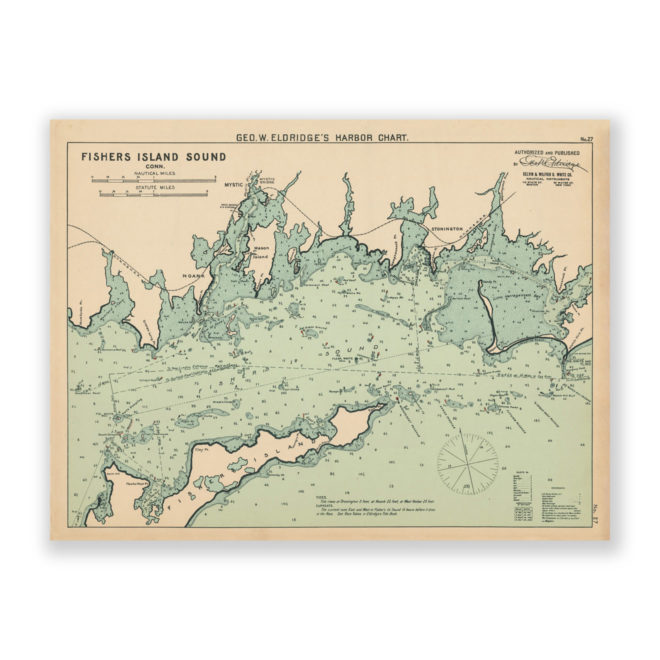 Fisher Island Sound, New York Antique Nautical Chart Reproduction