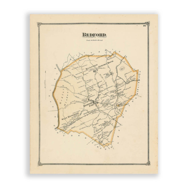 Bedford, Massachusetts Antique Map Reproduction