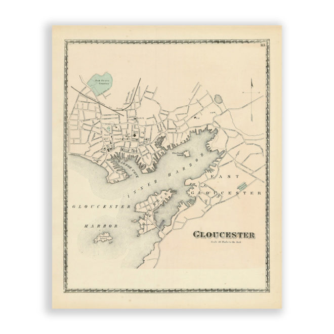 Gloucester Harbor, Massachusetts Antique Map Reproduction