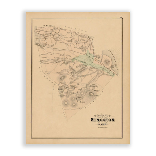 Kingston, Massachusetts Antique Map Reproduction