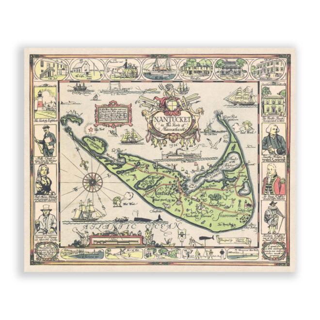 Nantucket, Massachusetts Antique Map Reproduction