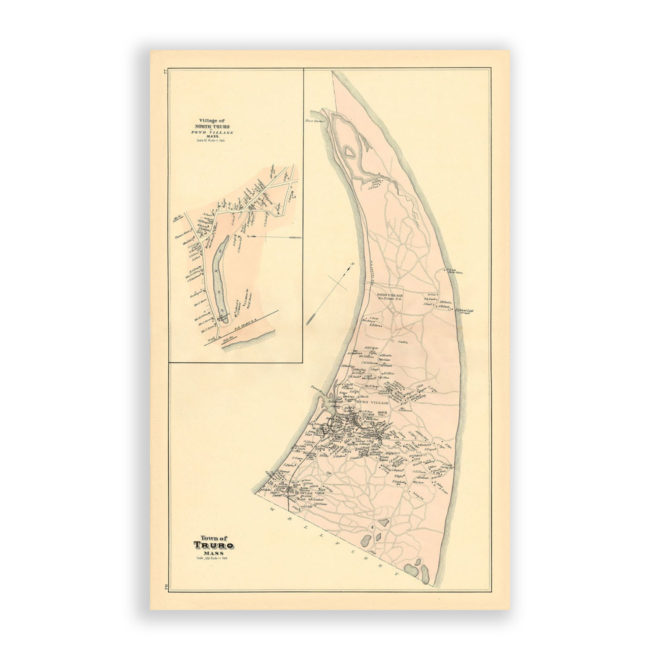 Town of Truro, Massachusetts Antique Map Reproduction