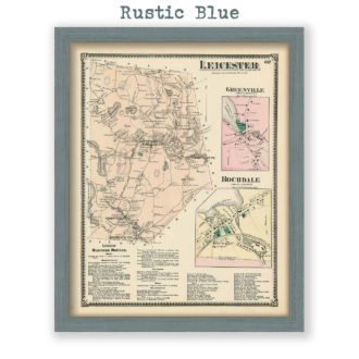 Leicester, Massachusetts Antique Map Reproduction