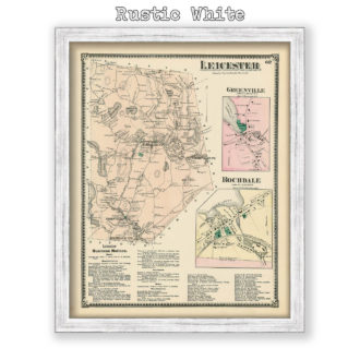 Leicester, Massachusetts Antique Map Reproduction