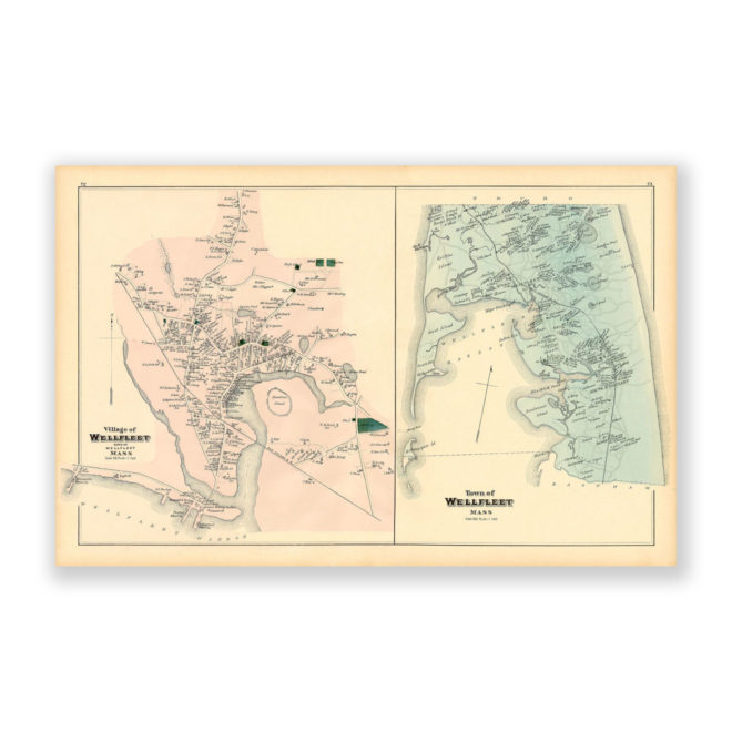 Town and Village of Wellfleet, Massachusetts Antique Map Reproduction